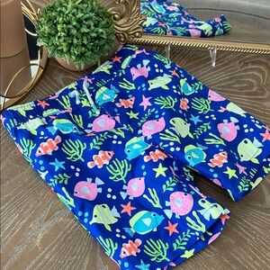 Boys Gymboree Colorful Tropical Fish Print Lined Swim Trunk Shorts